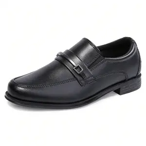 Kids' Formal Footwear - Comfortable Synthetic Suede Slip-On Oxford Loafers, Lace-Up Zipper Knee-High Boot Styles with Embroidered Stretch, Elegant Look, All Seasons Round Toe Shoes for Boys, Girls