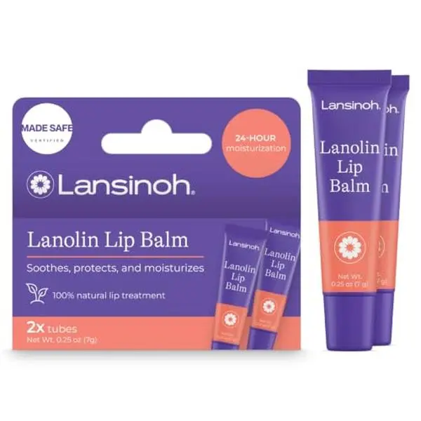 Lansinoh Lanolin Lip Balm, 2 Pack of 0.25 Ounces Each | Ultra-Moisturizing Lip Moisturizer with Natural Lanolin for Dry, Chapped Lips