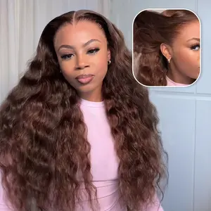 [13x6 GLUELESS WIG] Megalook #4 Chocolate Brown Color Bohemian Curls 13x6 Lace Front Wig Pre-everything Glueless Wig Pre Plucked Natural Hairline
