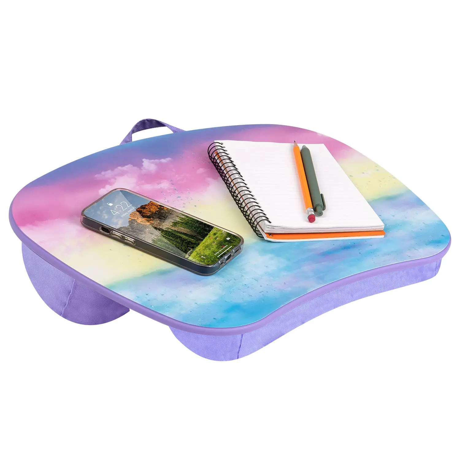 LapGear MyStyle Portable Computer Stand - Large Cushioned Lap Desk, Extra Padding, Cooling Ergonomic Design, Heat Escape, Carrying Handle, Fits 15.6" Laptops, 17 in x 13.2 in x 2.6 in, 1.87 lbs, for Students, Home Office Furniture, Heat Escape Design, Mic