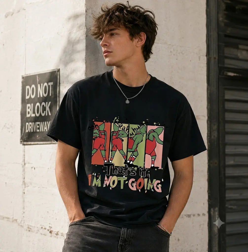That's It I'm Not Going T-Shirt - Funny Grinch Christmas Graphic Tee, Unisex Funny Xmas Movie Meme Shirt, Holiday Gift Top