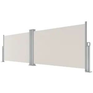 Garvee Heavy-Duty 71" x 236" Retractable Double Side Awning, All-Weather Outdoor Privacy Screen, 280g/m² UV-Proof Water Resistant Polyester, Foldable Patio Space Partition for Deck, Pool, Garden & Backyard, Grey or Beige