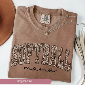 Comfort Colors Leopard Softball Mama Shirt, Mothers Day Gift For Softball Mom, Gift For Softball Lover Mom Shirt, Softball Season Mom Shirt