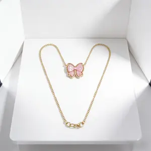 Waterproof Sport Necklace for Women - 18K Gold Plated Bow Pendant, Sweatproof & Tarnish-Free for Gym Running Yoga, Multi-Color