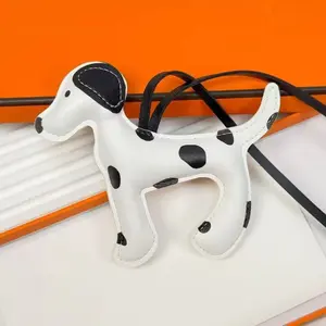Dalmatian Dog Car Pendant, Car Interior Accessory, Car Ornament, PU Leather Material, Block, Adjustable Strap for Keys Bags Phone Chains, Valentine Gift