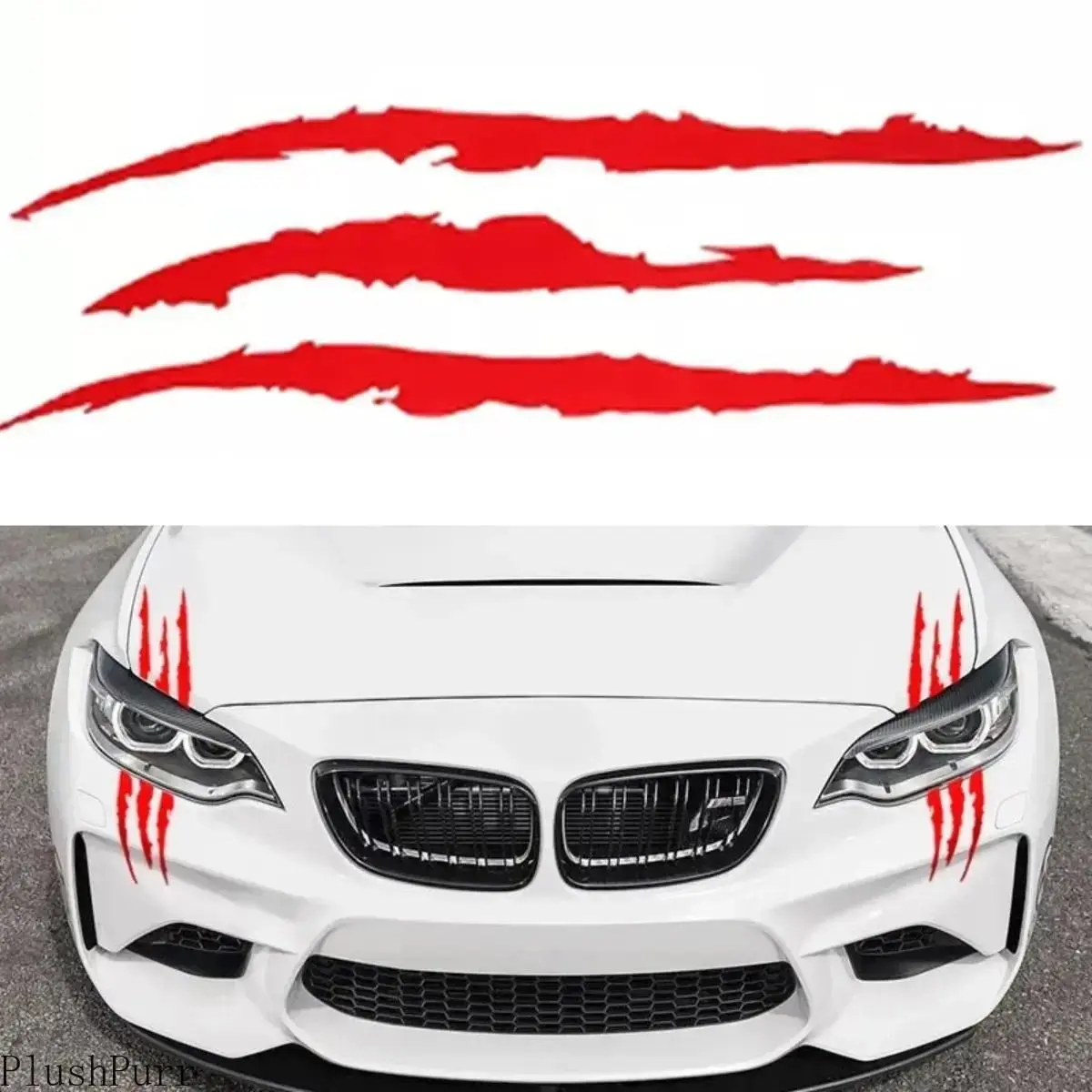 Premier League Fan Shop 4-Pack Claw Mark Car Headlight Stickers, 15.7x4.7in PET Reflective Adhesive Vinyl Decal, Vehicle Exterior Decoration for Sports Enthusiasts