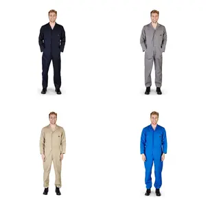 Natural Workwear Mens Polyester Cotton Blend Work Coverall Boiler Suit Vintage Retro Mechanic Jumpsuit 38092 - Sizes Regular and Tall XS to 4XL