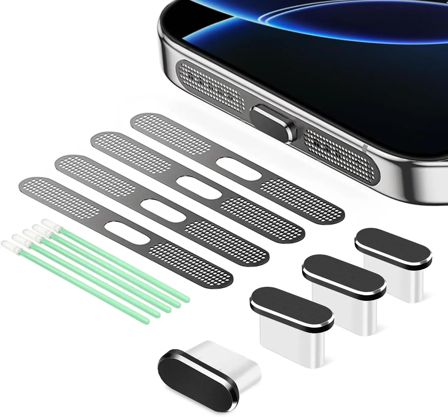 USB C Dust Plug, 4 Pack USB C Port Cover, Type C Charging Port Plug Cover with Speaker Dust Cover, Phone Accessories for iPhone 17, iPhone 15/16/16 Plus/16 Pro/16 Pro Max sohochic