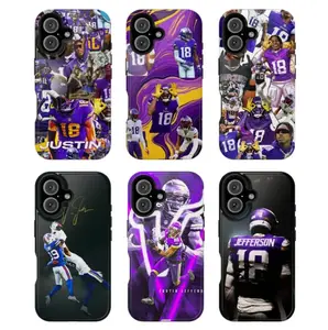Justin Jefferson Football Sports Athlete Wide Receiver Game Day Fan Merch Graphic Art Trendy Tough Phone Case Wide Receiver Aesthetic Premium Tough Shell for iPhone 17 Pro Max 16 Air 15 14 13 12 11