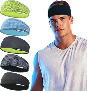 5 Pack  Headband for Men, Breathable Mesh Design, Reused & Washed Mens Headband  Bands for Running Yoga Fitness Workout