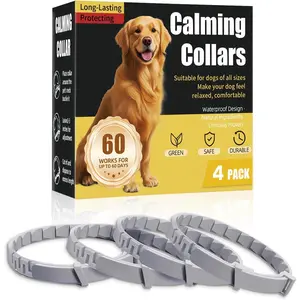 Calming Collar for Dogs 4-Packs,Dog Calming Collar,Pheromone Collar for Dogs,Relief Anxiety Stress Separation,Lasts 60 Days,25 Inches Size Flexible Adjustable,for All Small Medium and Large Dog Grey