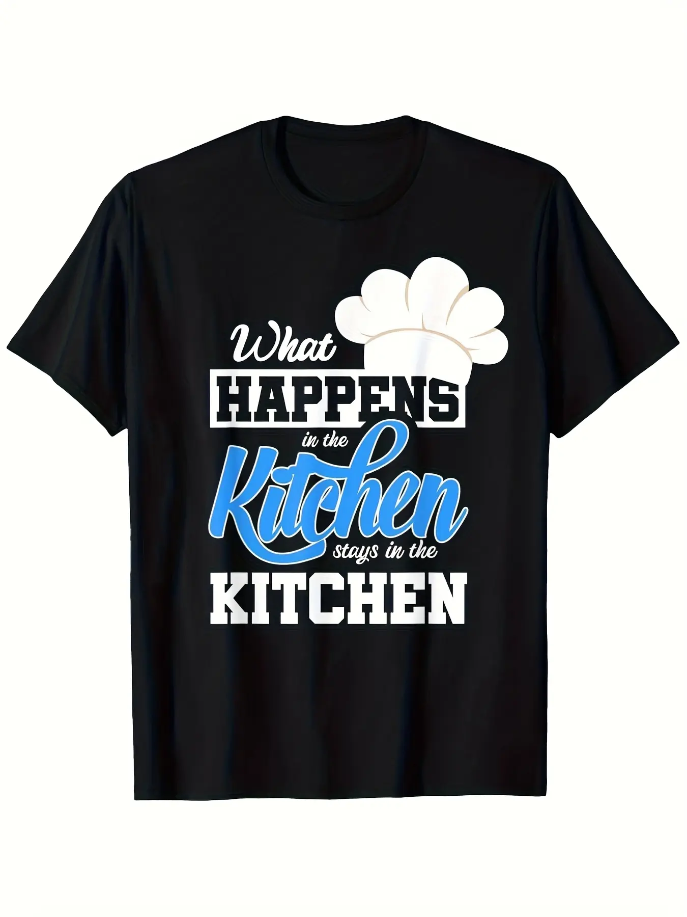 Men'S Funny Chef T-Shirt What Happens in The Kitch unisex soft cotton short sleeve t shirt, vintage graphic casual tee for men women teens, perfect birthday holiday gift for camping travel gym daily street  wear