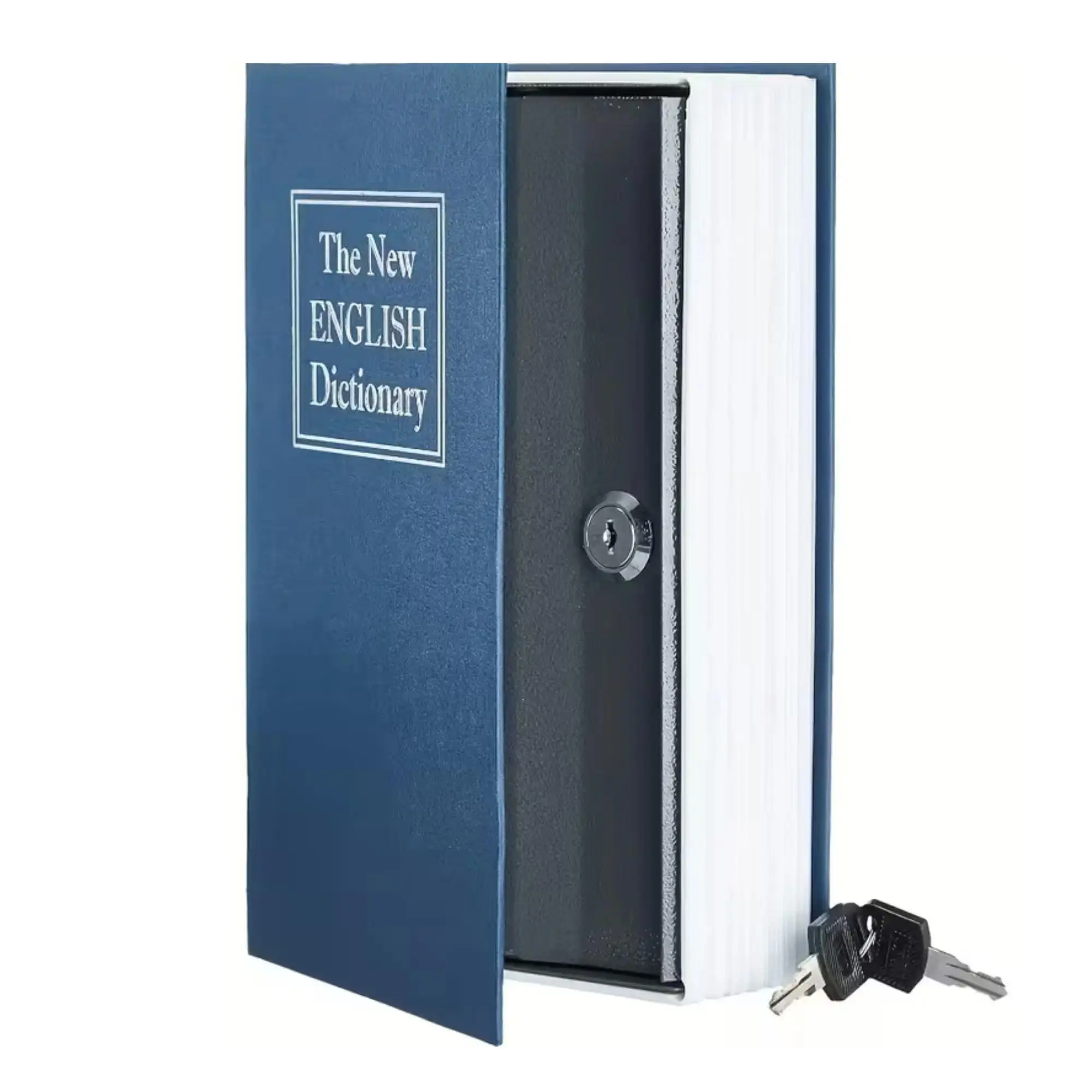 Decoy book safe box. Concealed metal security lock box. Appears like a dictionary. Home and office storage/confidentiality box. Vault safe box