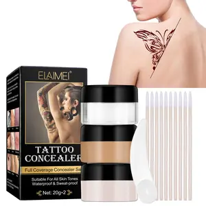 ELAIMEI Tattoo Concealer Coverage features waterproof, sweatproof, and smudge-proof properties. Available in dark and light shades, users can freely blend them to match their skin tone.