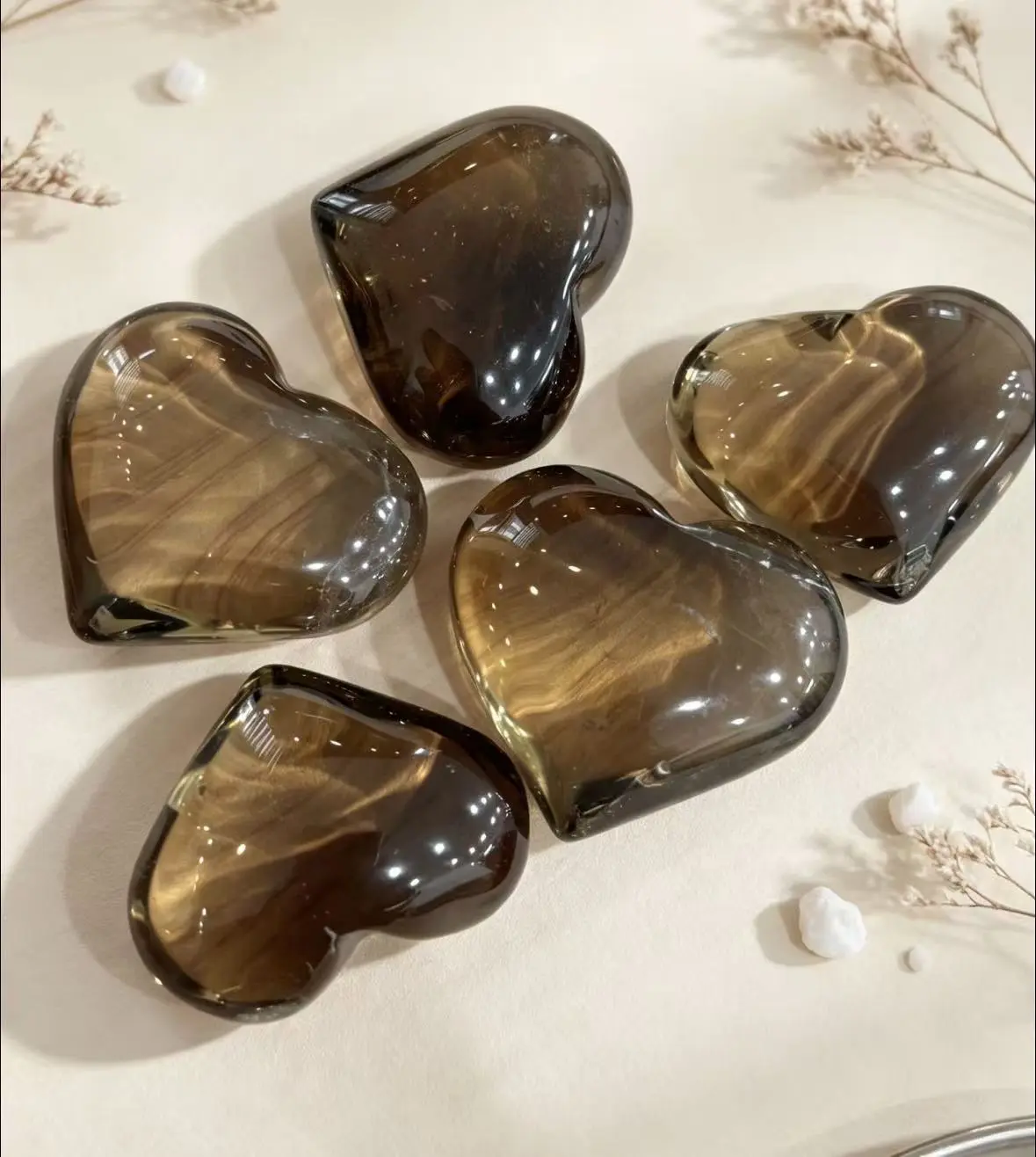 smoky quartz 1 pc heart carving heart shape smoky quartz crystal