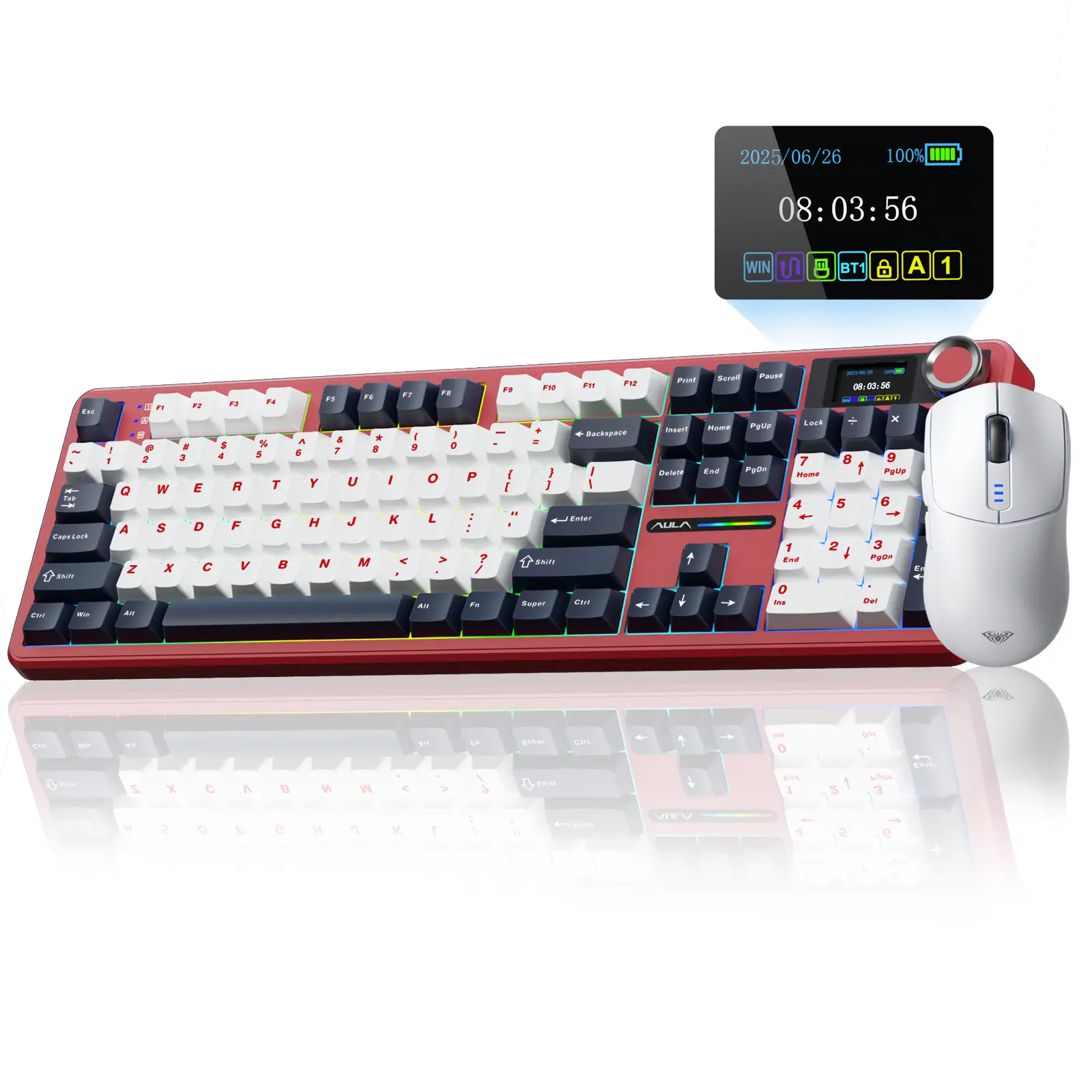 AULA F108 PRO Full Size Wireless Keyboard and Mouse Combo, keyboard with Screen & Knob SC580 Tri-Mode Connection Gaming Mouse Gaming Accessories TikTokShopfalldealsforyou, Wireless Gaming Keyboards