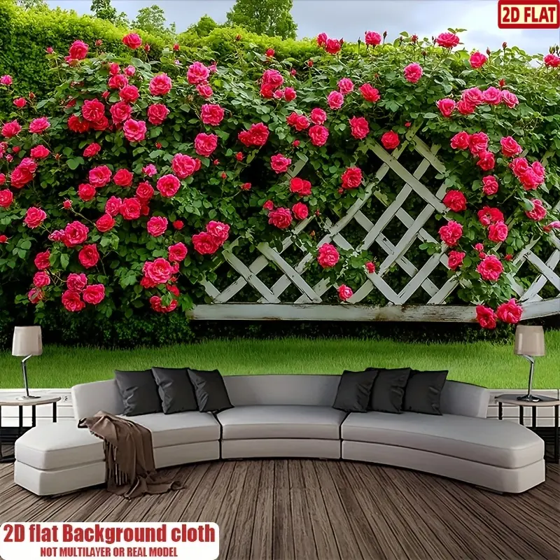 2D Flat Banner, Spring Floral Backdrop, Photoshoot Backdrops, Flower Design Green Leaf Fence Background Decoration Photo Props, Polyester Banner Decor, Decoration Banners, Home Decor, Party Decor/supplies/gifts