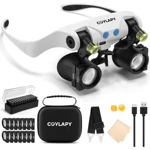 Magnifying Glasses for Close Work, Jewelers Magnifying Glasses with Light & 7 Interchangeable Lens Pairs(3X 5X 6X 7X 10X 13X 16X), Headband Loupe Magnifier for Watch Repair, w/Case