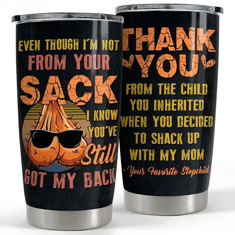 20oz Tapered Rust-Proof Stainless Steel Double-Wall Insulated Vacuum Flask - Portable Insulated Drink Tumbler with Lid, Cupholder-Ready, Step Dad Gift Idea (Plants-Themed Accent, 24/7 US Support for Adults)