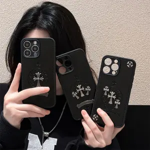 Cross Chrome Hearts case suitable for Apple 16 Pro Max/17/13/12, full coverage 16 phone case, high-end