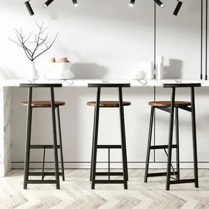 Bar Stool Set of 3 Counter Height Barstools with Back Armless Dining Chairs for Kitchen Island