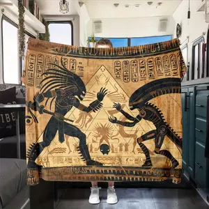 Alien Pattern Blanket, Soft Throw Blanket, Cozy Throw Blanket, Cool Bedroom Bedding Blankets, Warm Napping Blanket for Home Office Travel Camping, Inspirational Blanket