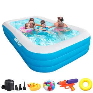 Large Inflatable Pool with Pump - 120'' x 70'' x 24''，Oversized Thickened Blow Up Pools for Adults and Kids ，Large Family Swimming Pool for Backyard, Outdoor, and Summer Water Party