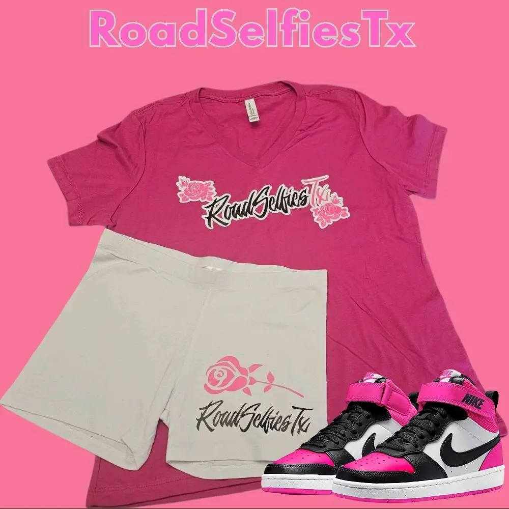 RoadSelfiesTx Gold Rose Crew Neck Set
