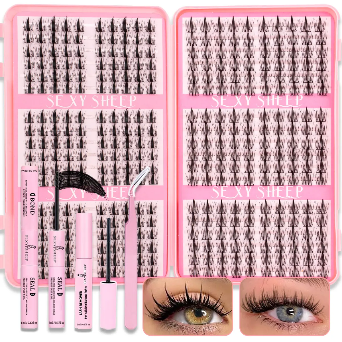 DIY Mixed False Eyelash Set, Manga Cluster Lash Kit, Individual Lashes, Bambi Lashes, Long-Lasting Extension Kit, Eyelash Extensions, DIY False Eyelashes, DIY Dramatic Lashes, Volume Cluster Lashes, DIY Eyelashes Clusters