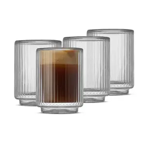 Haven Fluted Stackable Double Wall Espresso Glasses, 2.5 oz