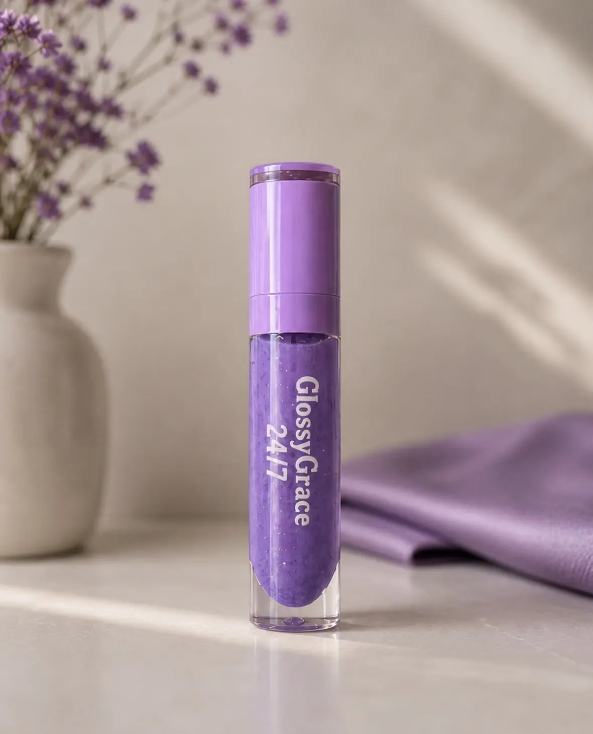 GlossyGrace24/7- Purple Lip Gloss With Shimmering Finish for All-Day Glamour