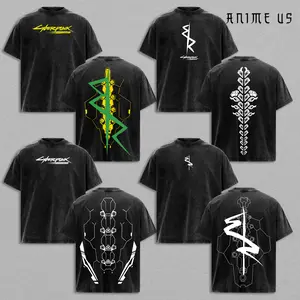 [COLLECTION] Cyberpunk Sandevistan Netrunner Shirt, Spinal Tattoo EdgeRunners Unisex Tee Washed Heavyweight Cotton, Gamer Cyberpunk 2077 Streetwear.