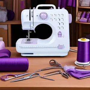 Home Sewing Machine Electric, 12 Needles, Overlock Function, Button Sewing And Thread Winding, 100V-130V With US Plug, Light Purple, Sewing Accessories, Suitable For Home, School, Daily Sewing, Mother'S Day Gift