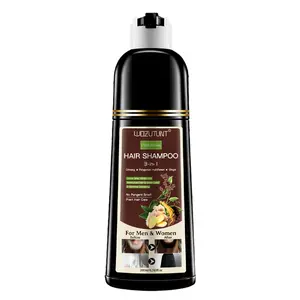 3-in-1 Dark Brown Hair Dye Shampoo Herbal Formula with Ginseng Covers Gray Hair Natural Plant Haircare for Salon-Quality Results