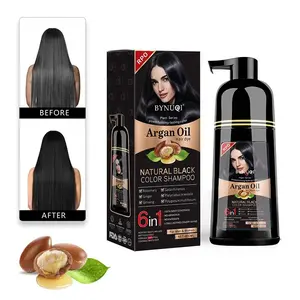 6-in-1 Argan Oil Plant Hair Dye Shampoo, Natural Hair-Coloring Shampoo with Plant Extracts, Scented Gentle Hair-Care and Styling Product for Women and Men, Plant Based Shampoo