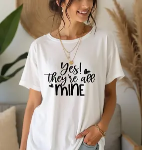 Cool Mom Shirt Women’s "Yes They’re All Mine" Graphic T-Shirt, Softstyle, Proud Mom Gift For Mother’s Day Or Any Occasion