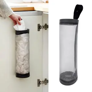 Hanging Plastic Bag Holder – Space Saving Kitchen Storage Organizer for Grocery Bags, Cabinet Doors, Laundry Room & Pantry Use