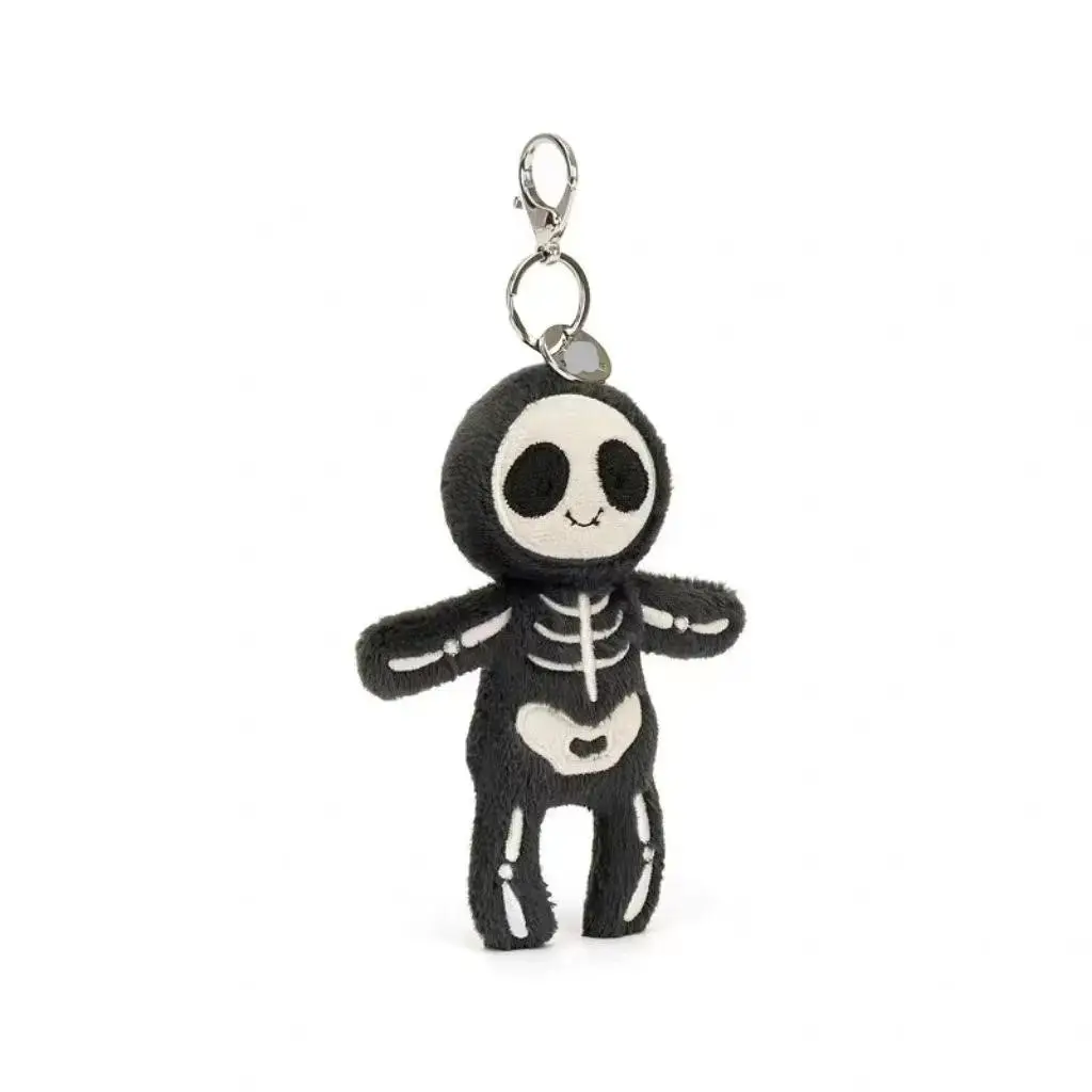 Cute Halloween Skeleton Plush Keychain Soft Mini Spooky Bag Pendant Keyring Gift Idea