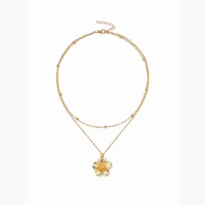 Cider FLOWER PENDANT LAYERED NECKLACE