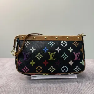 Pre-owned Louis Vuitton Leather Shoulder Bags Pochette Accessories Monogram Multicolor Black Red Brown (lb031926q3)