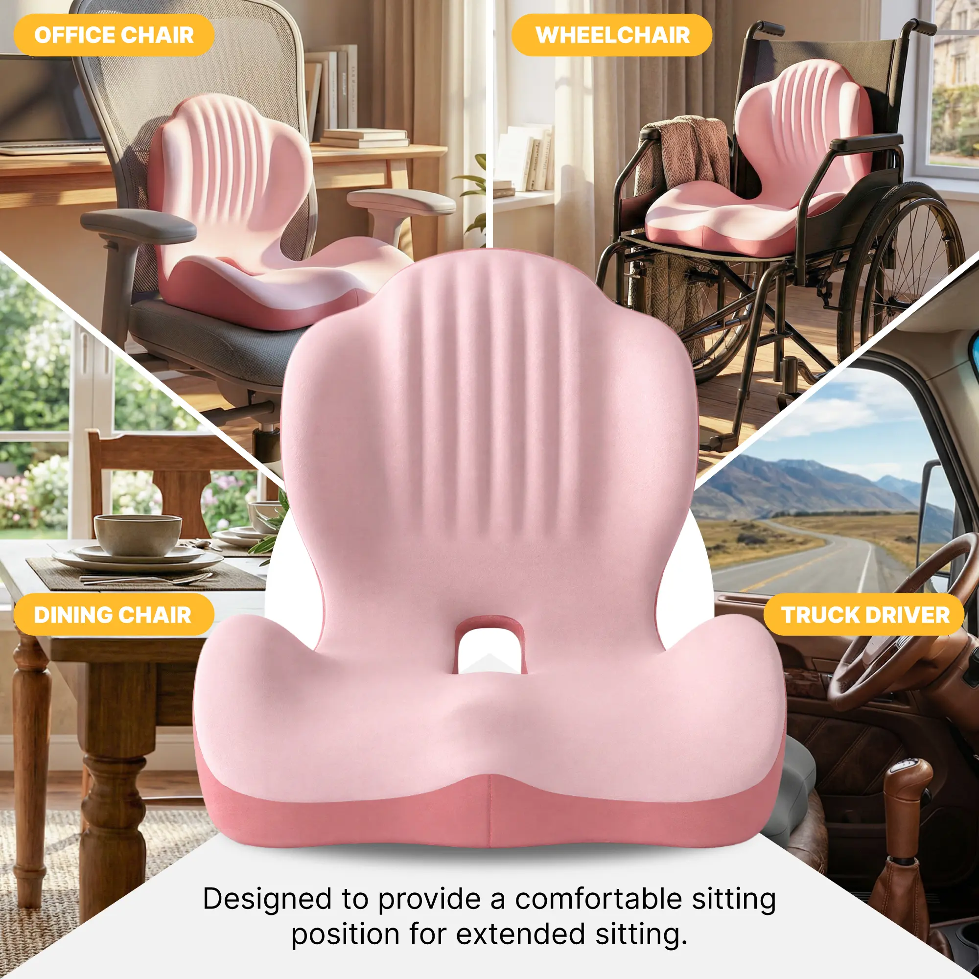 Ergonomic Memory Foam Seat Cushion with Lumbar Support - Comfy Chair Accessory for Office Use, Relieves Back & Hip Pain, Improves Posture, Pressure Relief, Thoughtful Gift for Friends
