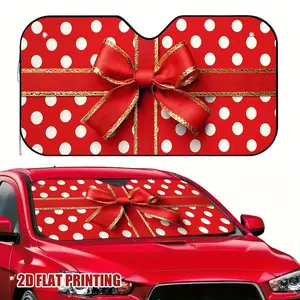 1pc Christmas Red Polka Dots with Bow Universal Fit Car Windshield Sunshade Cover – Unique Design to Elevate Your Vehicle’s Style and Comfort Windscreen Shade Cover
