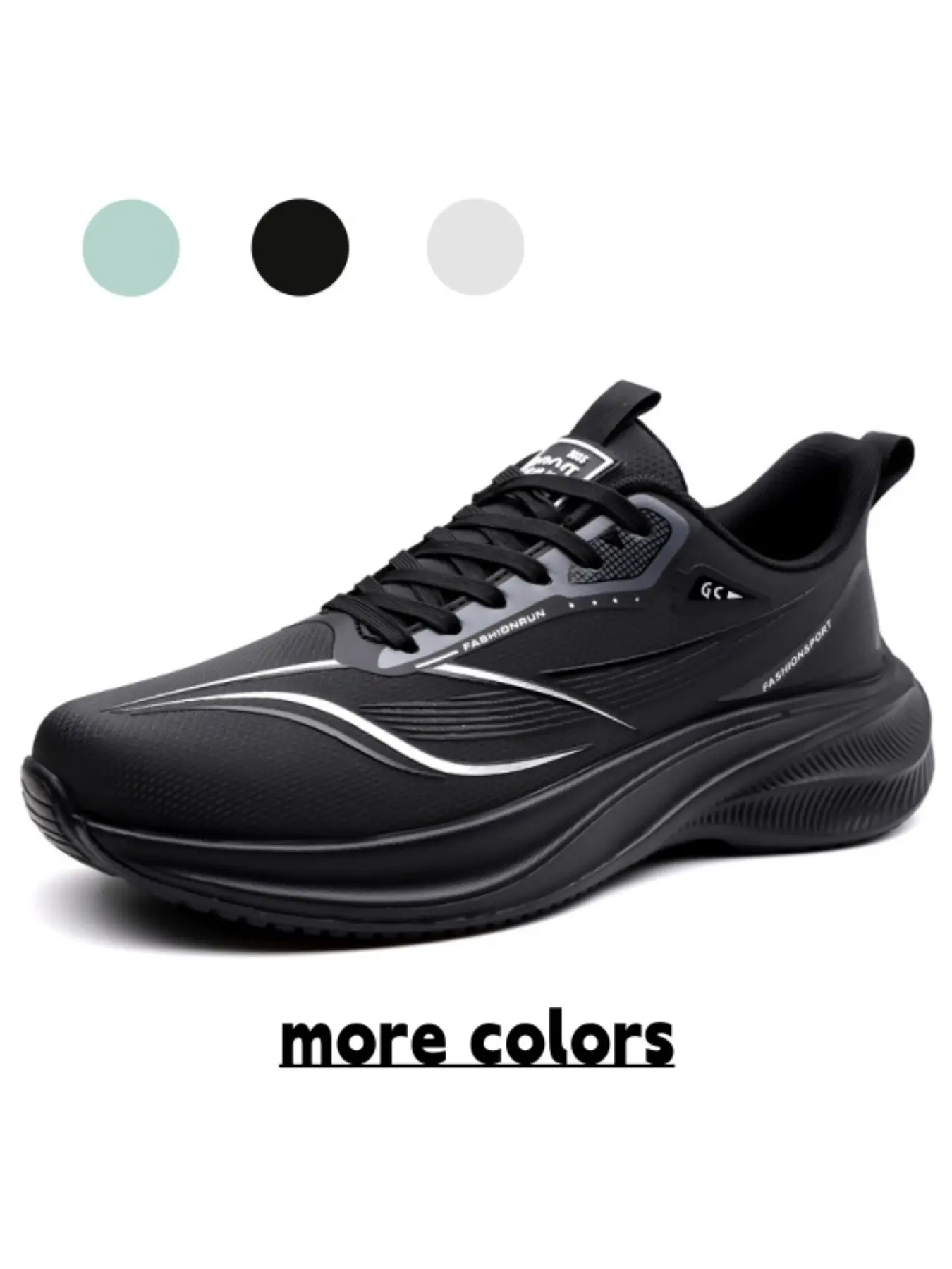 Men's All-Black Streamline Sneakers: Cushioned Platform Design, Professional Running & Training Shoes, Athletic Running Trainers