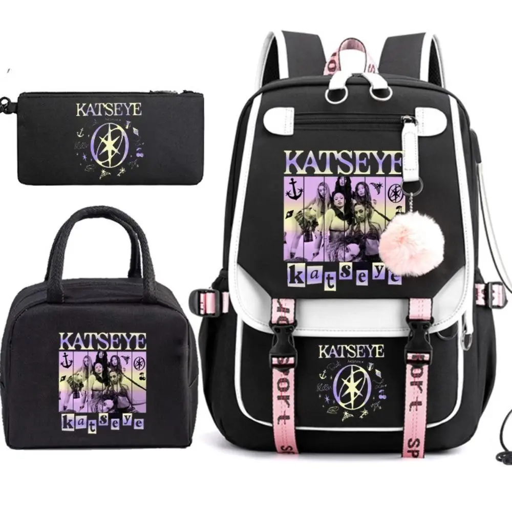 Katseye Backpack Katseye Merch Campus Bag 3PCS Lightweight Travel New Semester Gifts Korea Pop Backpack For Fans