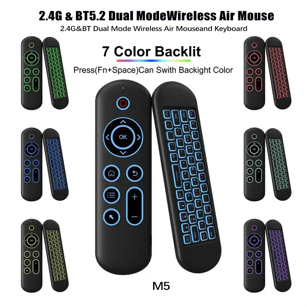 Mini Bluetooth Wireless Keyboard Remote, Wireless Remote Control, Wireless Remote Controller, Rechargeable Remote, 2.4G, 6-Axis Gyroscope, with Backlit, USB Charging for Smart TVs Stick 4k, Android TV Box, PC,Projector,Air Mouse Mini Wireless Keyboard