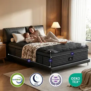 【Foundation Series】Fansace 12 inch King size spring mattress,hybrid mattress in a box,memory foam,medium firm mattresses with gel memory foam & pocket springs,Extra Edge Support mattress Gel Memory Foam queen size California King mattress