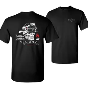Luck’s Got Nothin’ To Do With It Firefighter Skull Shirt, Dice and Flame Graphic, 2 Sides Black Tee for Firemen and Risk Takers
