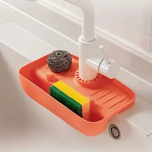 1 Pc Sink Faucet Splash Guard & Drain Rack, Kitchen Rag Sponge Wipe Drain Storage Rack, Water Collection Mat Non-slip Countertop Mat, Splash Proof