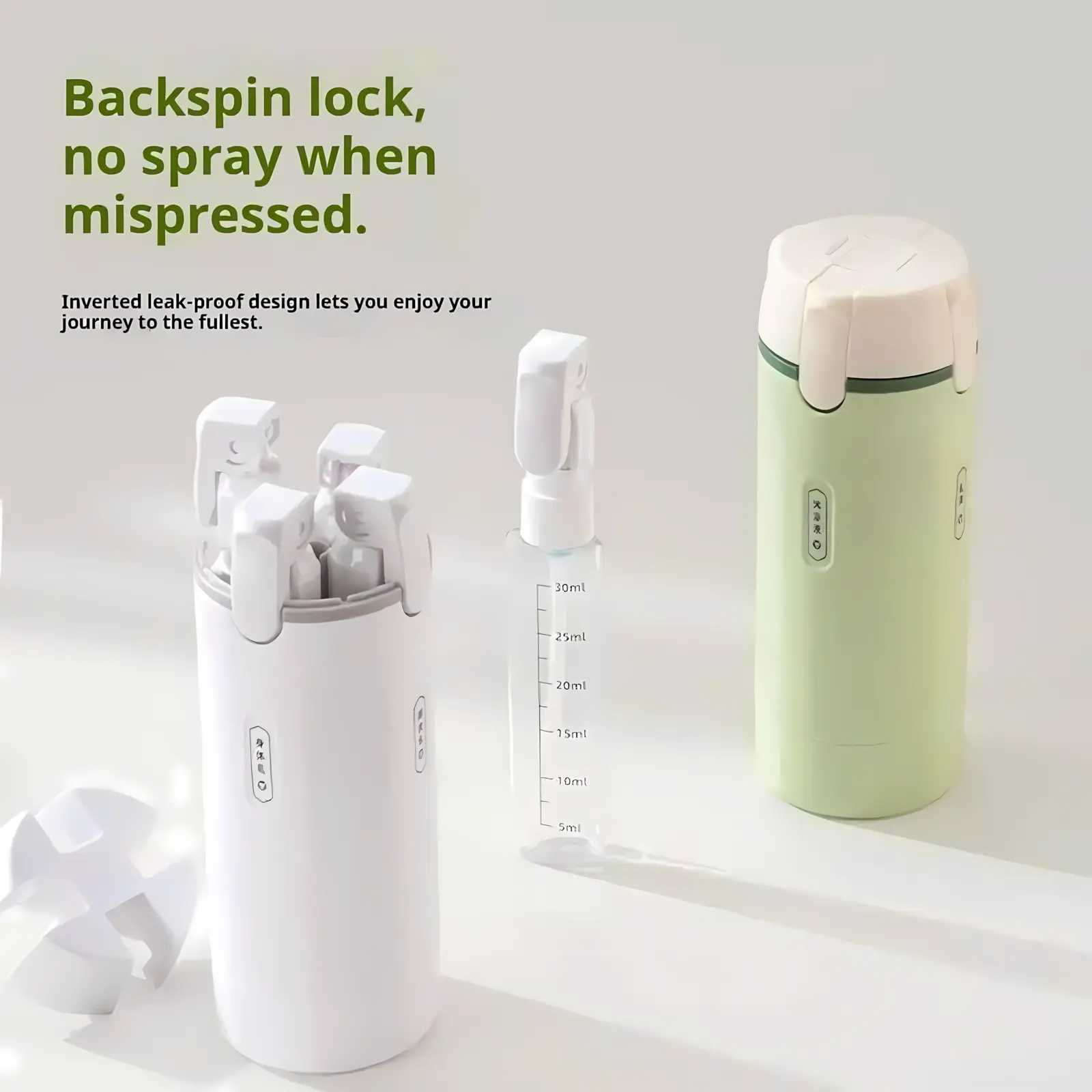Portable 4-in-1 travel bottle for toiletries, cosmetic shampoo dispenser storage container, compact plastic lotion bottle with easy-press pump, lightweight leak-resistant design for business trips, gym & vacation