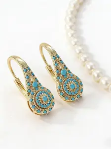 Vintage-Style Plated Turquoise Drop Hook Closure Earrings, Niche Design, Light Luxury Feel, Elegant Jewelry for Women